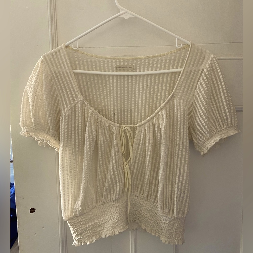 Urban Outfitters Cream Mesh Top Size M